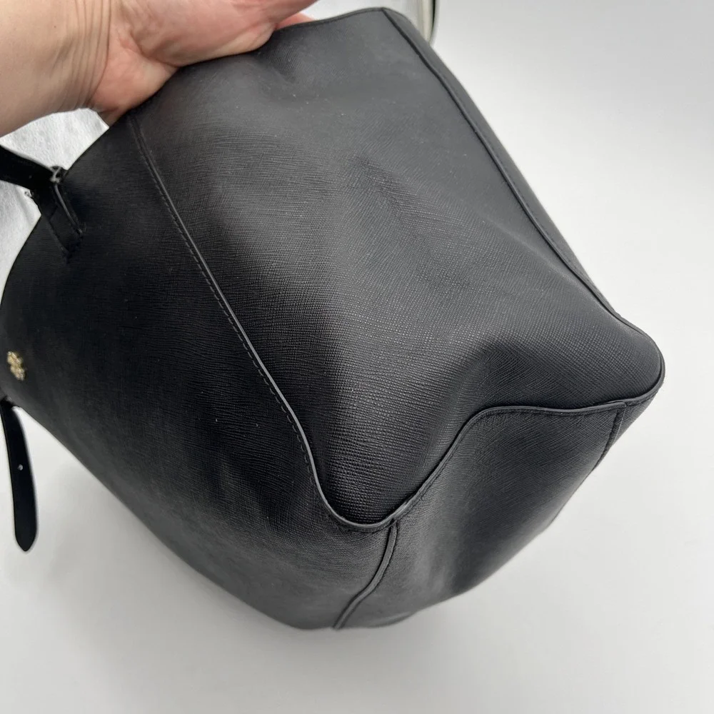 Tory Burch Saffiano Pebble Leather Black Large Tote Bag